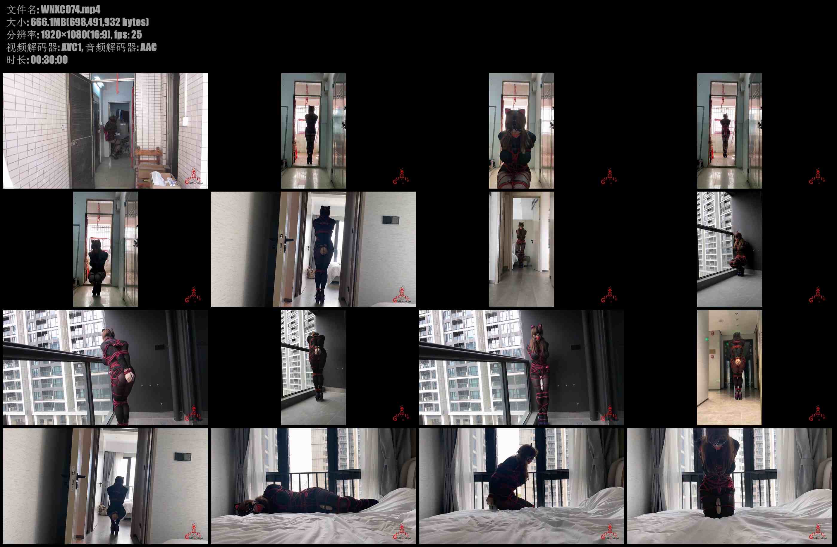 WNXC074-CD伪娘小诡的自缚 单手套加皮带加绳子果然很紧